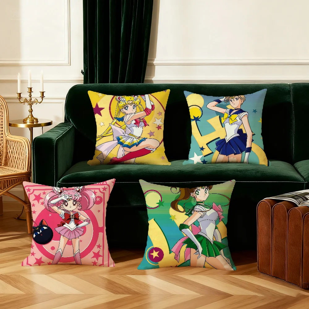 Anime Chibi Cushion Cover Bedroom Sofa M-MOON Decorative Home S-SAILOR Car Portable Cushion Cover With Zipper Soft Pillowcase