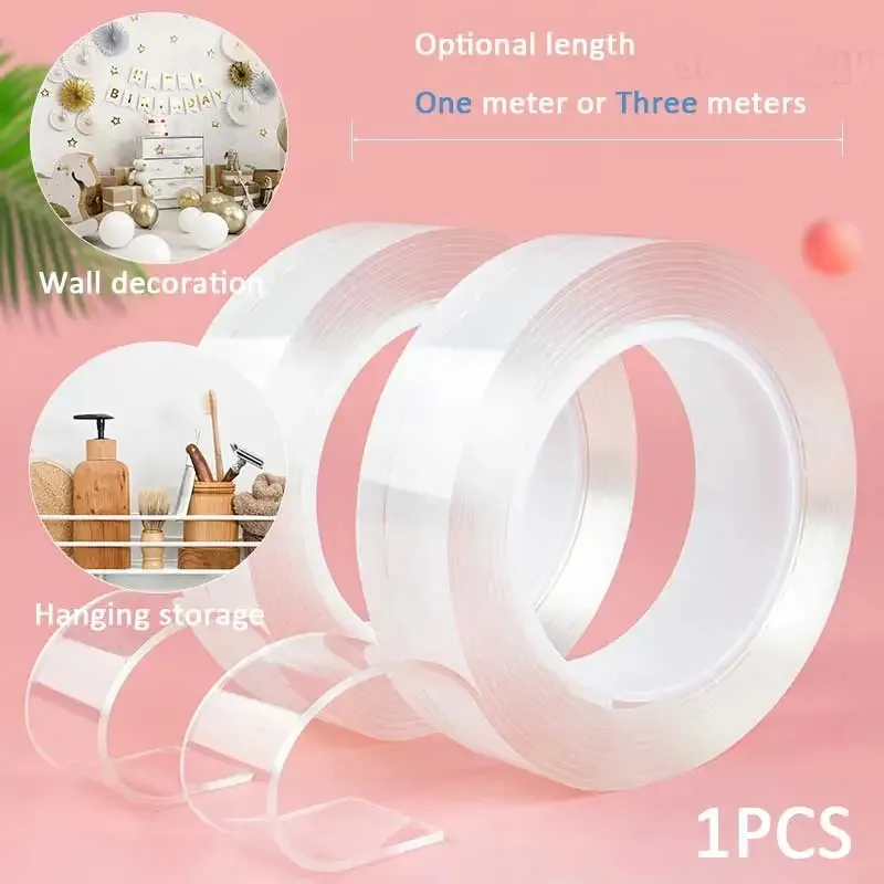 

Upgraded Version Ultra Strong Adhesive Nano Tape High Viscosity Double Sided Tape Traceless Transparent Reusable Mounting Tape