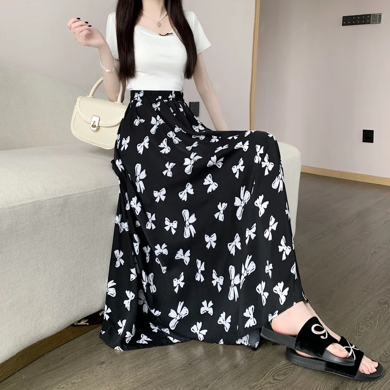 

Korean Style Chic Harajuku High Waist A Line Maxi Midi Faldas Largas Mujer Retro Ladies Long Bohemian Print Casual Ins Skirt