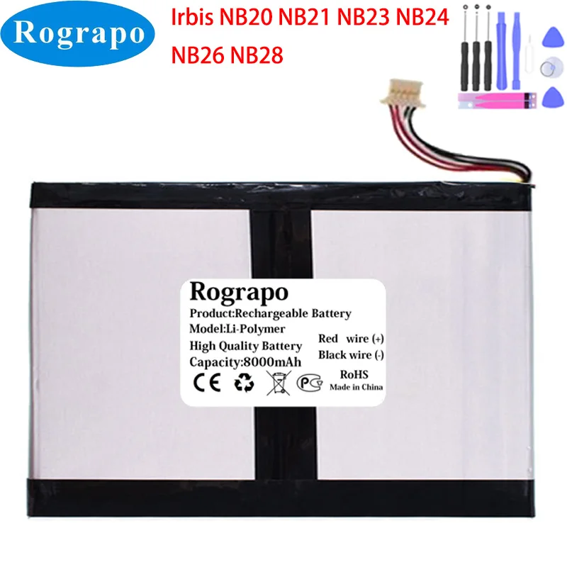 

New 3.7V 8000mAh Laptop Tablet PC Battery For Irbis NB20 NB21 NB23 NB24 NB26 NB28 WTL-31100155P 5 Wire Plug