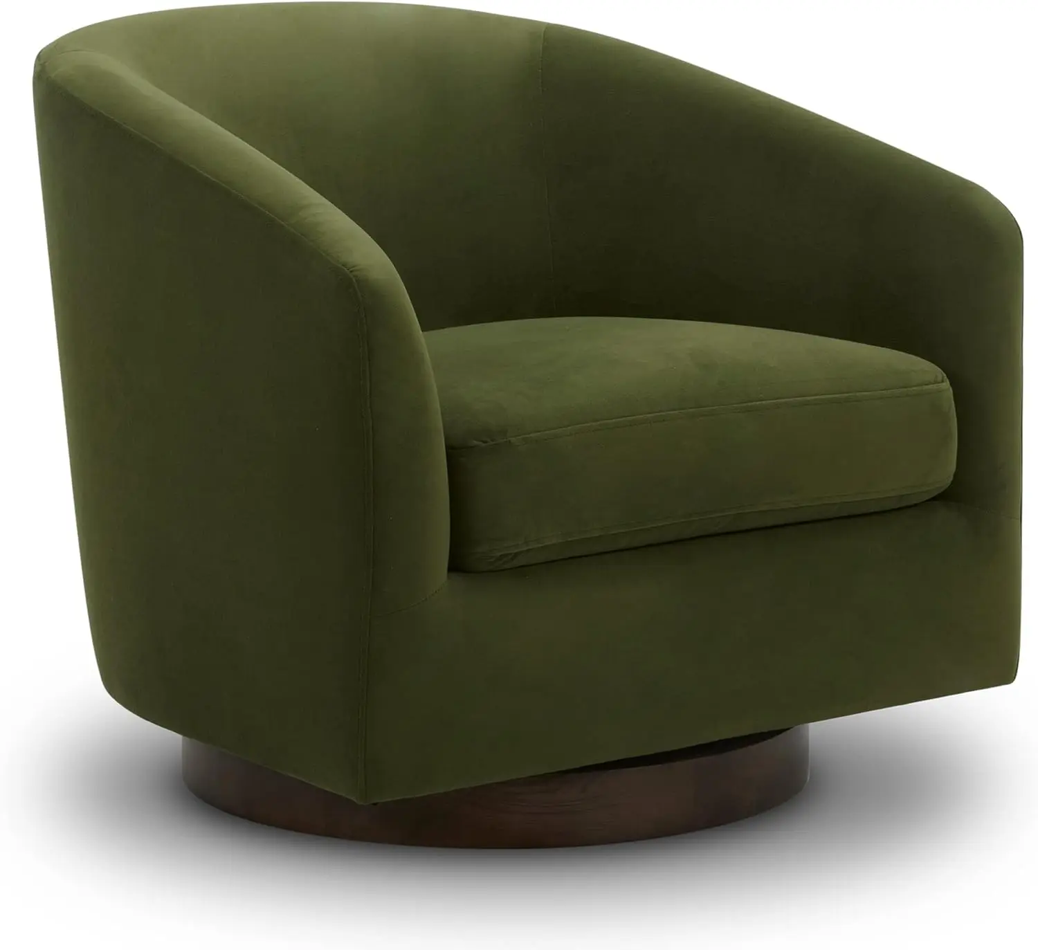 Swivel Accent Chair, FSC Certified Upholstered Velvet Barrel Chair for Living Room, Forest Green