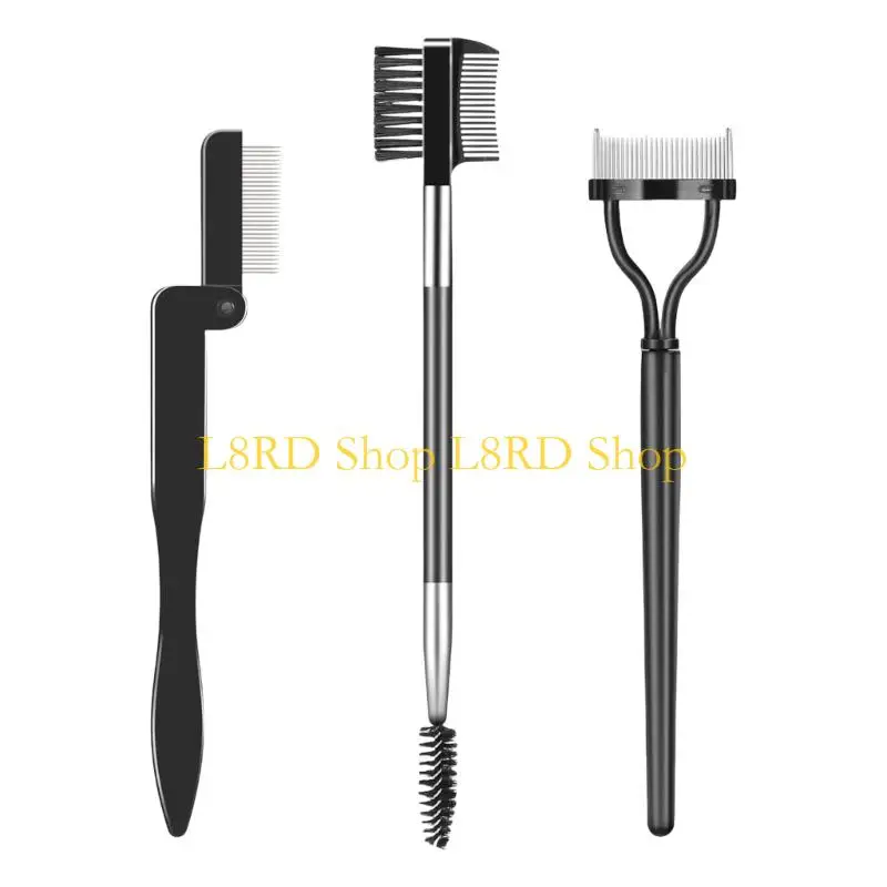 L8RD 3PCS 속눈썹 빗질 래쉬 분리기 브로우 브러시 및 눈썹 스풀 리 제거 덩어리 마스카라 전문 아이 메이크업 도구