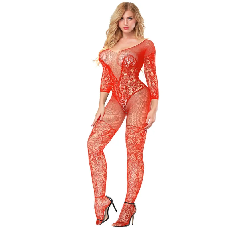 Sexy Women\'s Underwear Ladies Bodystockings Open Crotch Catsuit Bodysuit Conjoined Tights Erotic Lingerie Sleepwear Jumpsuit