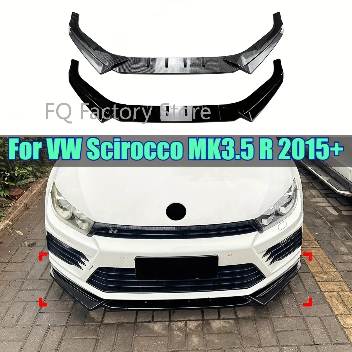 

3pcs Car Front Bumper Canard Lip Trim Lower Splitter Diffuser Spoiler Body Kits For Volkswagen For Scirocco MK3.5 R 2015-2025