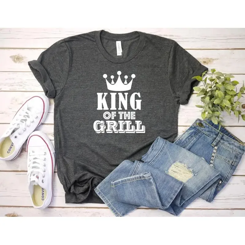 

King Of The Grill T Shirt Funny Dad BBQ Barbecue Fathers Day Pit Master Grilling