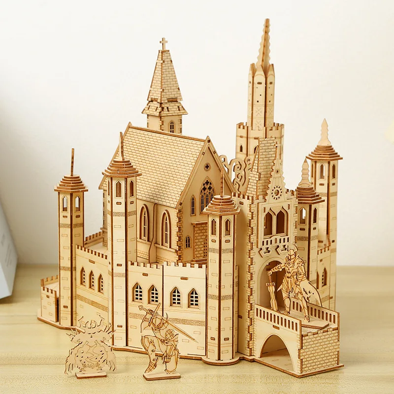 3D Puzzles Lost Castle Wooden Assembly Model Kit Handmade Toys model building kits wood DIY Assembly Jigsaw Toy for Kids Adults