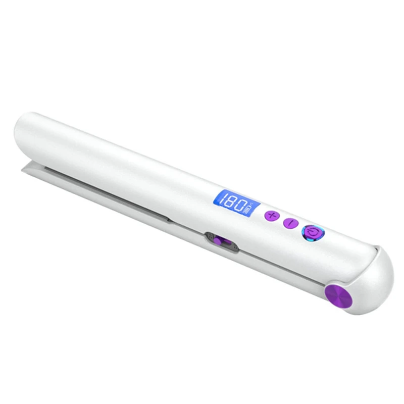 Portable USB Rechargeable Hair Straightener And Curler With Power Bank Travel Flat Hair Wand Wireless Straightening