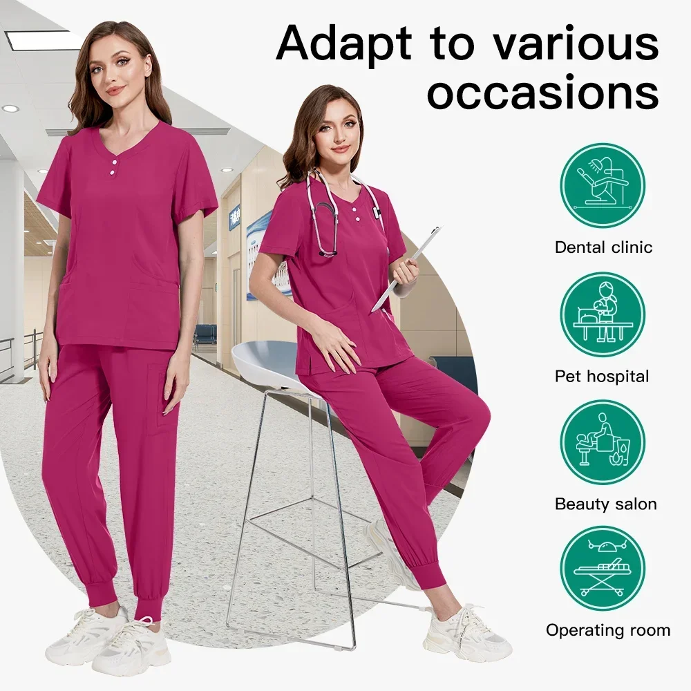 Unisex-Arbeitskleidung für die Tierpflege, bequem, hautfreundlich, Krankenhaus-Arzt-Arbeitskleidung, OP-Sets mit V-Ausschnitt, Zahnarzt-Pflegeuniform