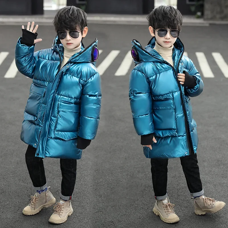 Boys Down Jacket Coat Overcoat Cotton 2022 Sliver Warm Plus Thicken Winter  Teenager Children\'s Clothing