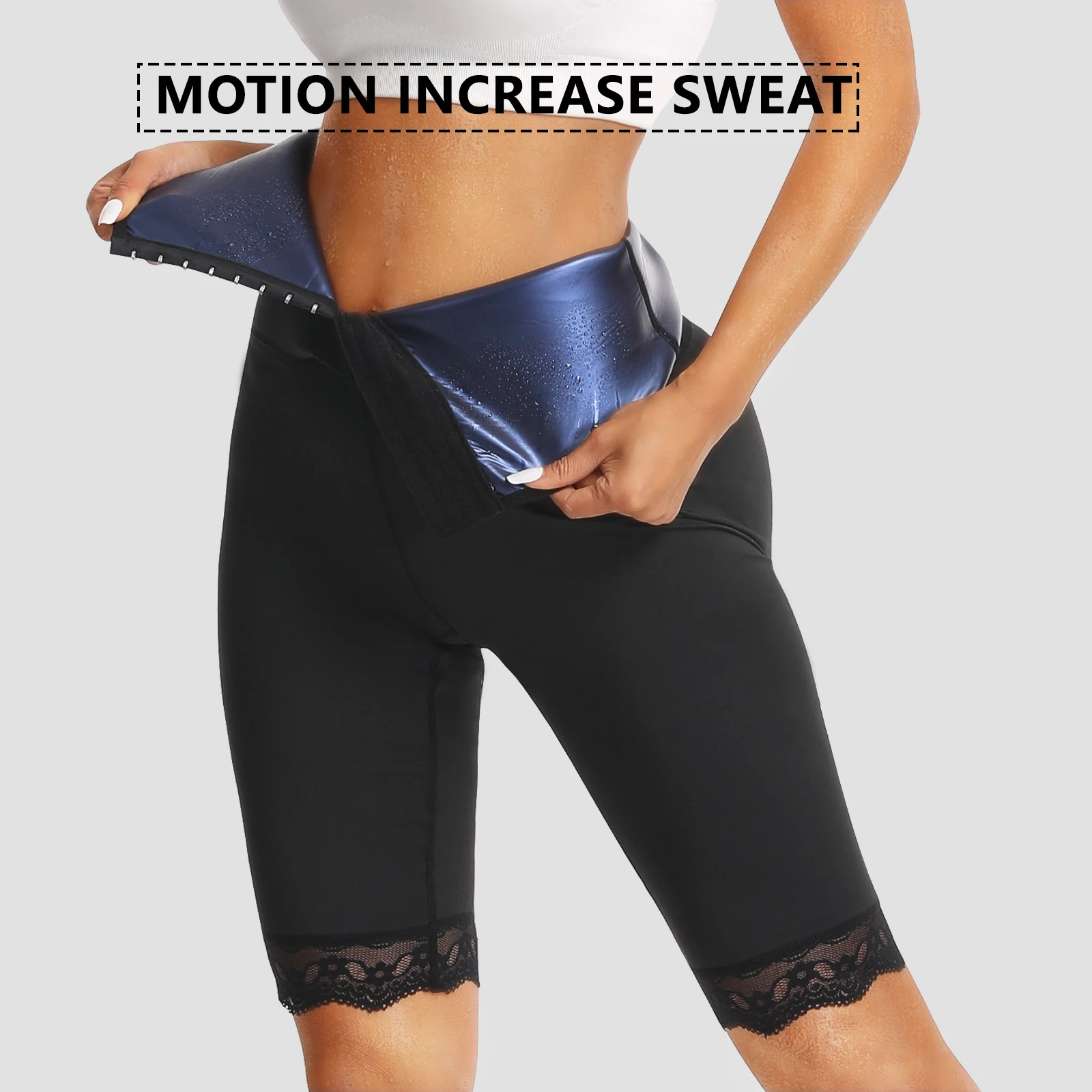 Women's lace saunas sports and fitness shorts, breasted shapewear pants