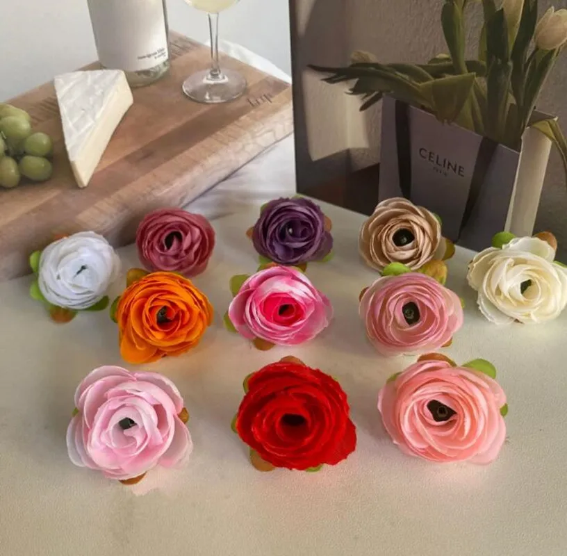 200pcs Rose Head Autumn Artificial Flower Silk For Wedding Home Decoration Christmas Party Table Craft Simulated Flower