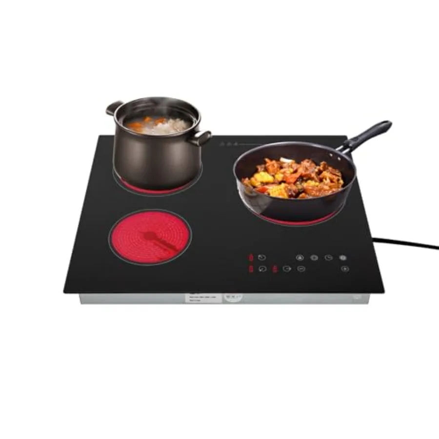 Ceramic Cooktop Electric Cooktop 3 Burners Radiant Electric Stove Top with Timer Child Safety Lock Sensor Touch Control 2600W 1