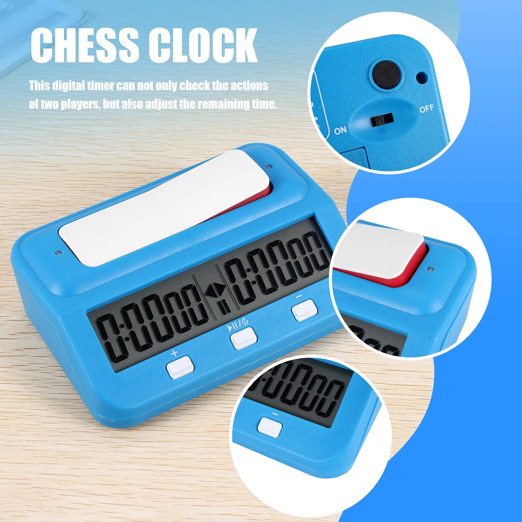 ساعة شطرنج رقمية أساسية A61P ومؤقت ألعاب، ساعة رقمية محمولة دقيقة، مؤقت ساعة رقمية