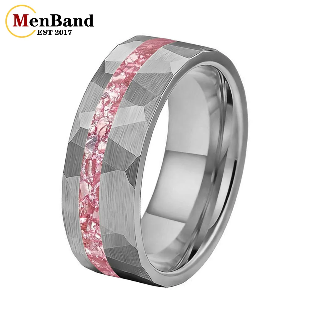 

Dropshipping 6MM 8MM Men and Women Marriage Tungsten Ring Inlaid Real Meteorite, Fire Opal and Gold Foil，Couple Promise Ring