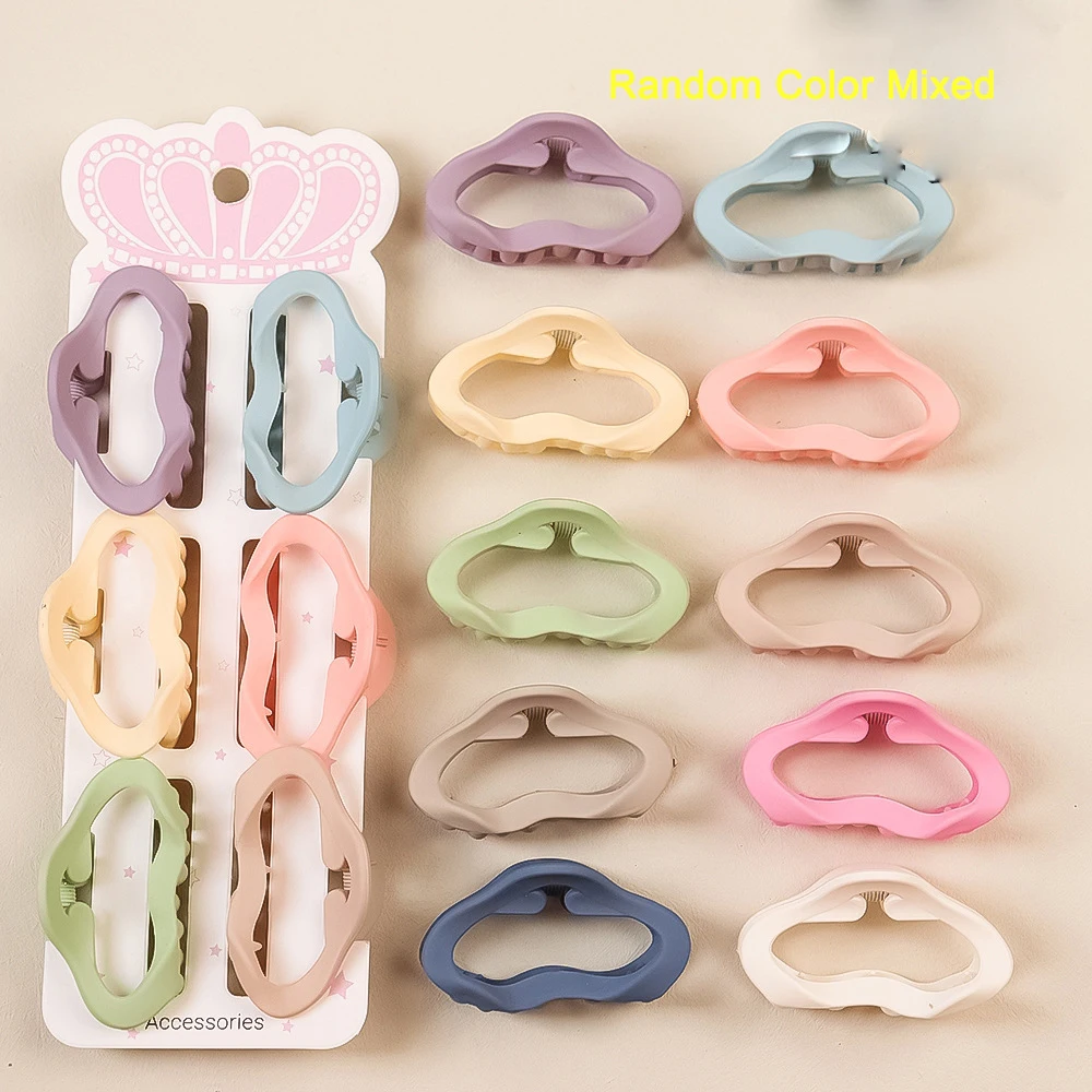 6pcs/set Sweet Colorful Cloud Bow Moon Crab Hair Claw Clips Fashion Small Side Clamp Hairpin Barrettes Headwear Hair Accessories