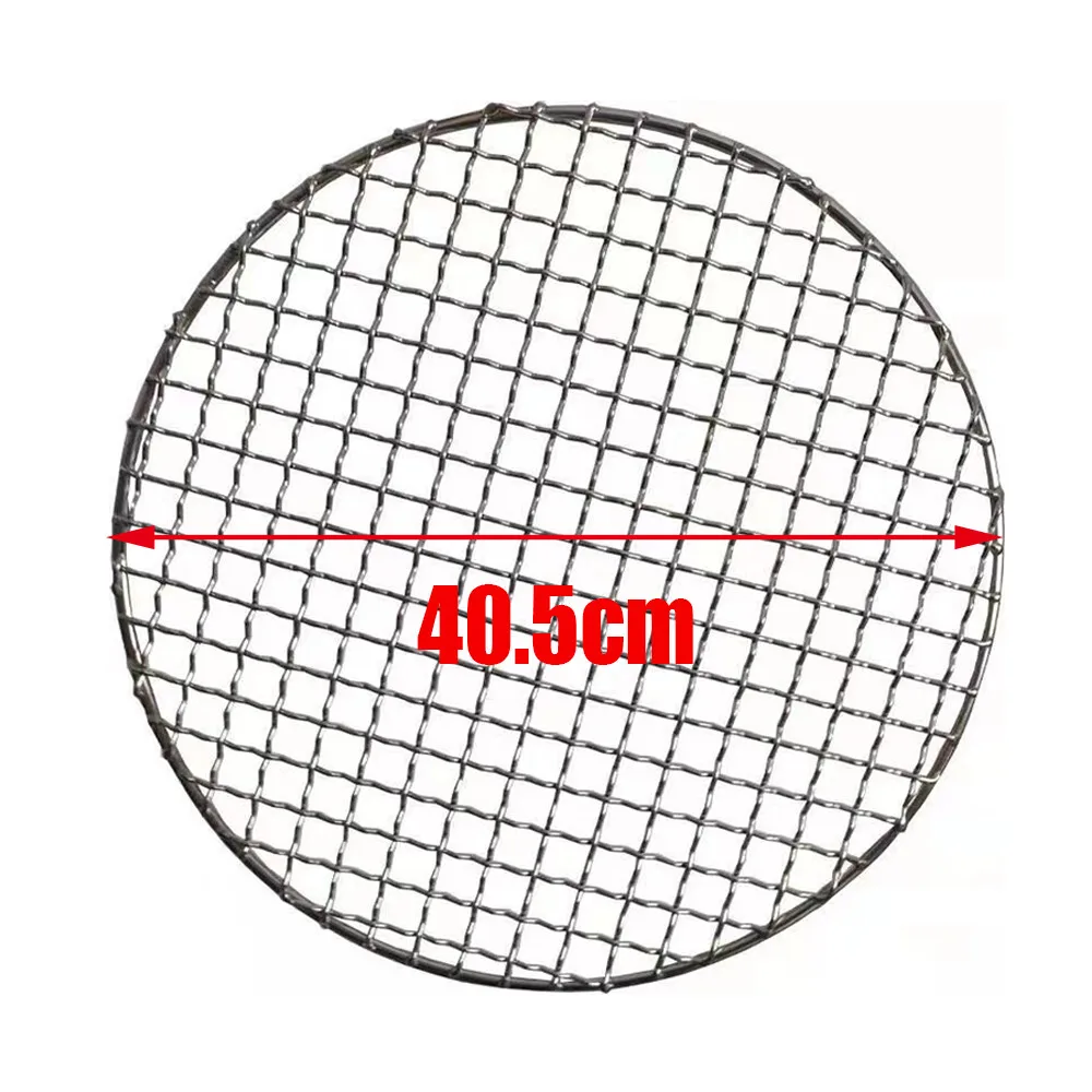 Round Barbecue Net Braided Grid Grill Camping Stainless Steel Mesh Net Bbq Net