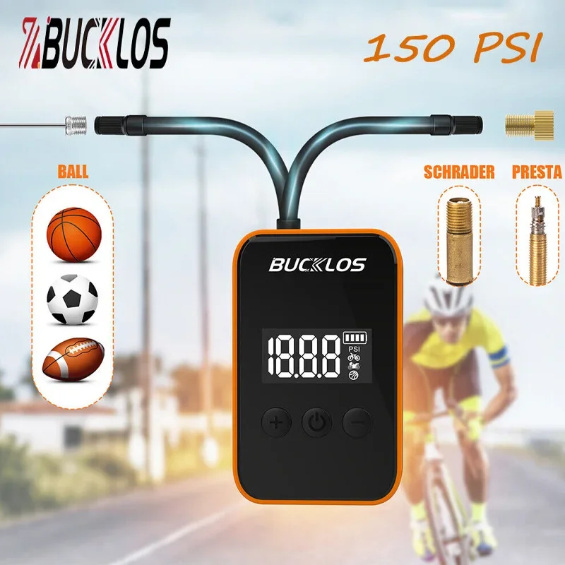 

Rechargeable Air Pump Tire Inflator 150PSI Max Electric Mini Bicycle Pump Portable Compressor Digital Cordless Car Tyre Inflator
