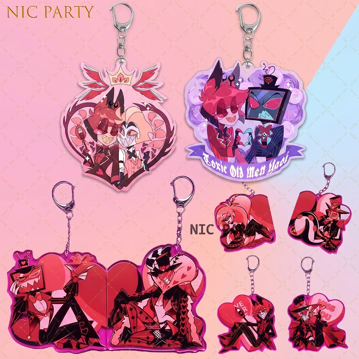 Hazbin Hotel Fans Acryl-Schlüsselanhänger Geschenke Charlie Morningstar Vaggie Paar-Rucksackanhänger Geburtstagsparty-Dekoration Ornamente
