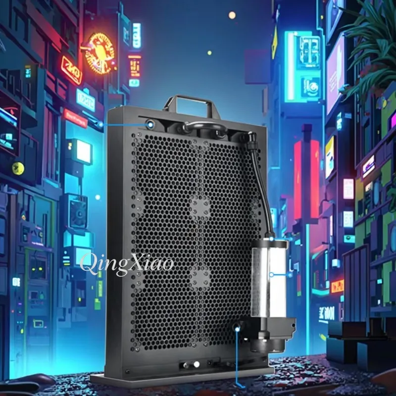 BC8 27mm 40mm Thick Copper Heat Exchanger Integrated Water Cooling Module Built In Pump And Tank For Server Stable Cooling