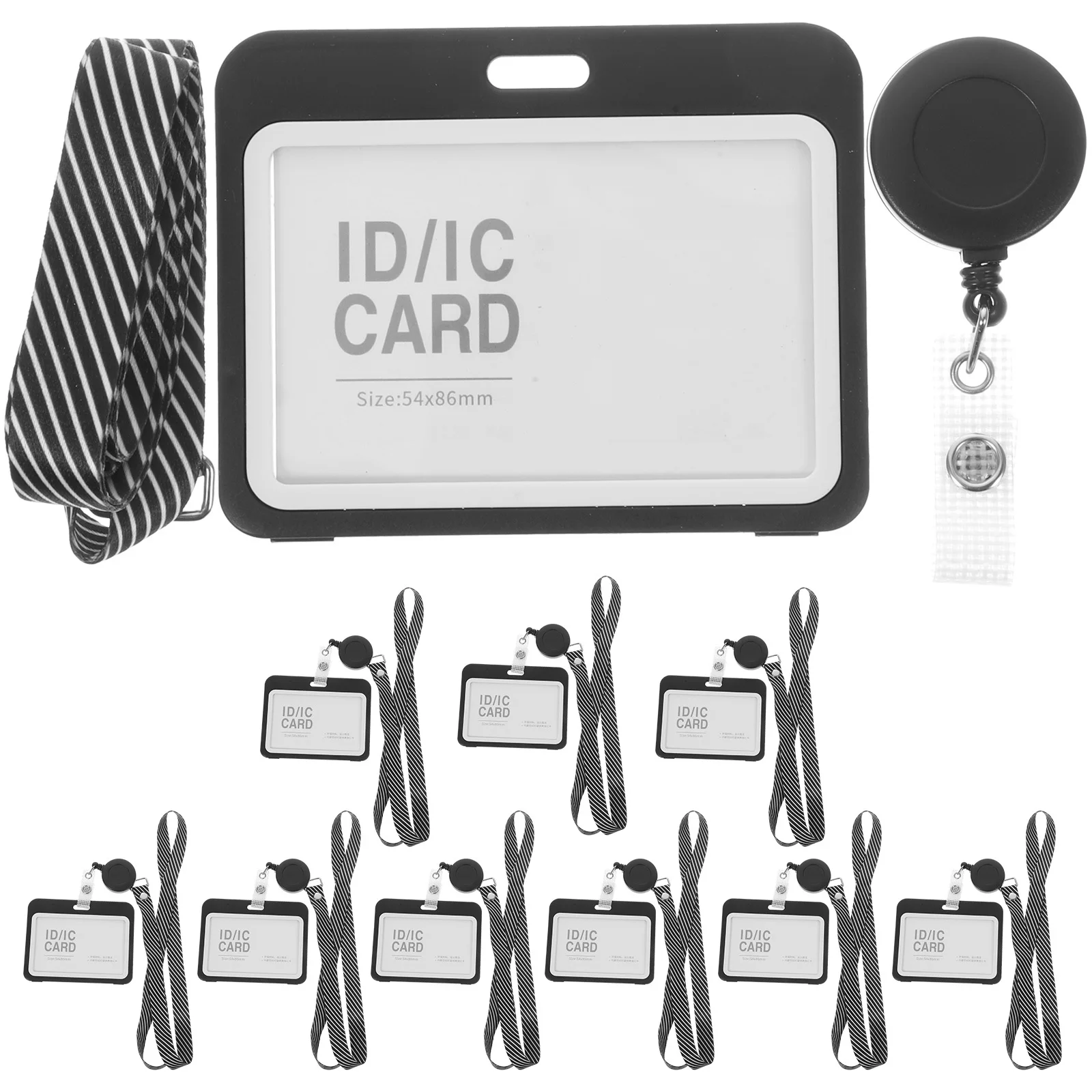 10 مجموعة حامل شارة الهوية أكمام بطاقات شفافة لعلامات اسم العمل أغطية حماية شارة واضحة كم الحبل استخدام بطاقات #2
