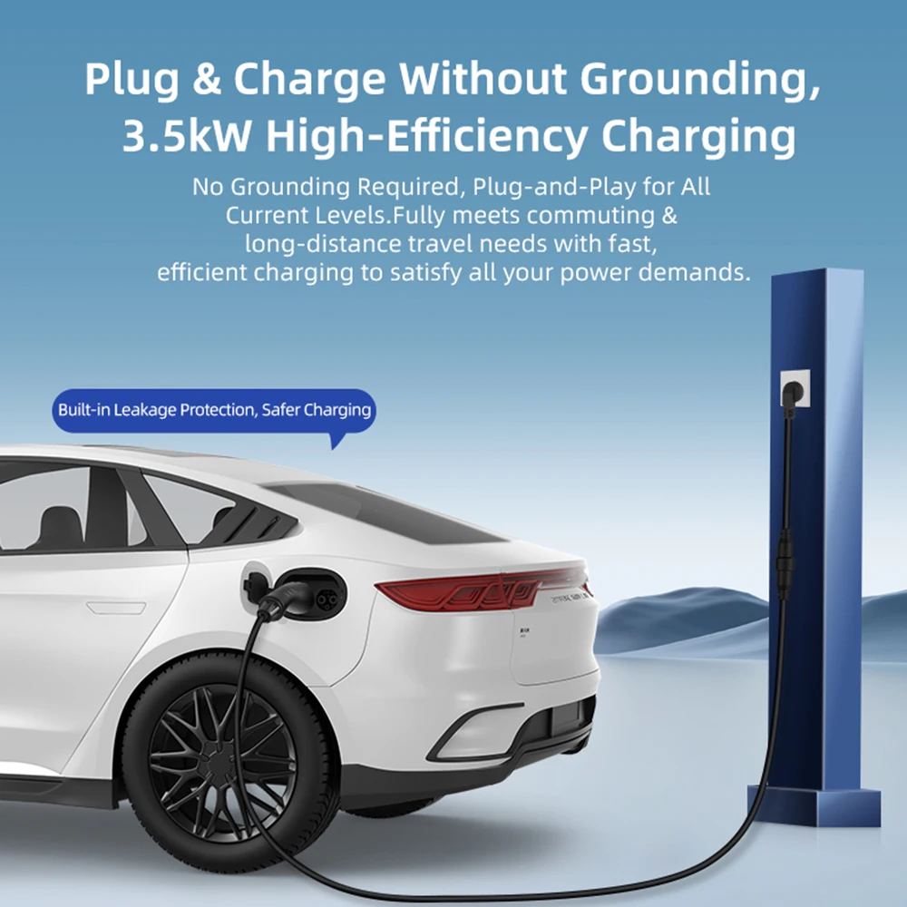 Charge and Discharge 2-in-1 V2L EU Socket EU Plugwith 3m-10m Cable Type2 GB/T Wallbox Adapter for Portable EV Charger
