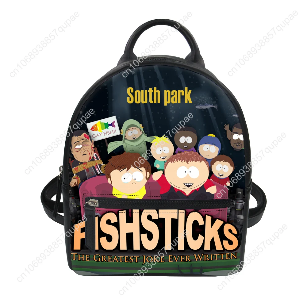 South Park Cartoon Animation Backpack Purse Carter Schoolbags Double Shoulder Bag Mini Daypack Leather Travel Bag
