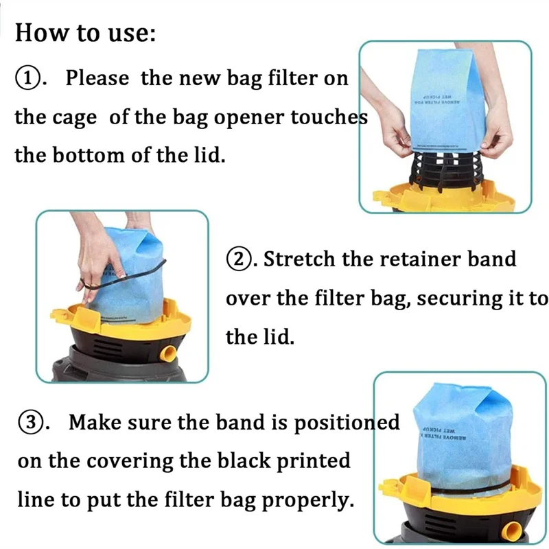 WS01025F2 كيس مرشح الرطب والجاف للحرفي 9-38737 المكانس الكهربائية مع أشرطة الاحتفاظ استبدال VF2000 12 + 4