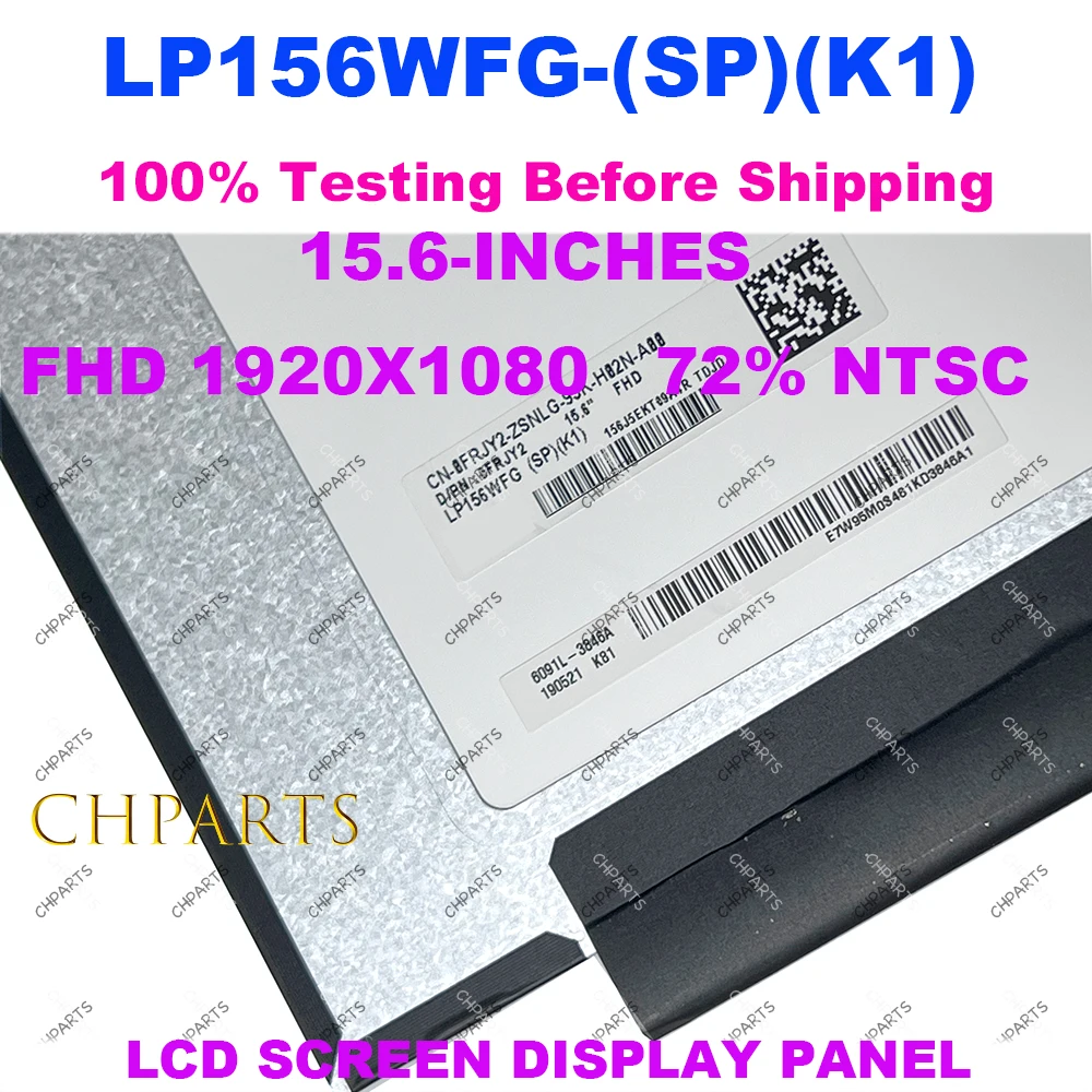 Painel de exibição de matriz de tela LCD para Dell Inspiron, G3, 15, 3590, P89F, IPS, 15,6 polegadas, LP156WFG, SPK1, 1920x1080, 144HZ