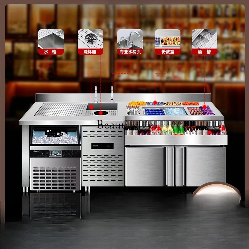 

Stainless steel bartending workbench bar full set of bartending equipment operating bar counter