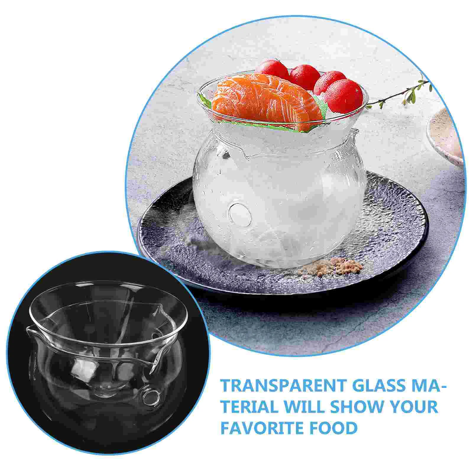 Salad Bowls Containers for Food Dry Ice Transparent with Glass Caviar Chiller Server Preservation