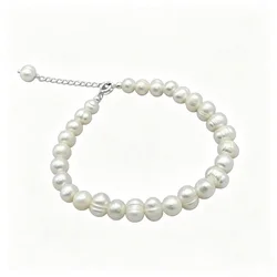 6-7mm Pearl Bracelet For Women Natural Freshwater Pearl 925 Sterling Silver Strand Bracelets