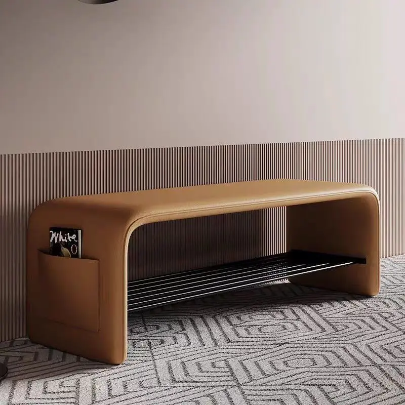 El taburete ligero de lujo y de alta gama para cambiar zapatos se puede colocar en la puerta del taburete para zapatos del hogar, zapatero integrado