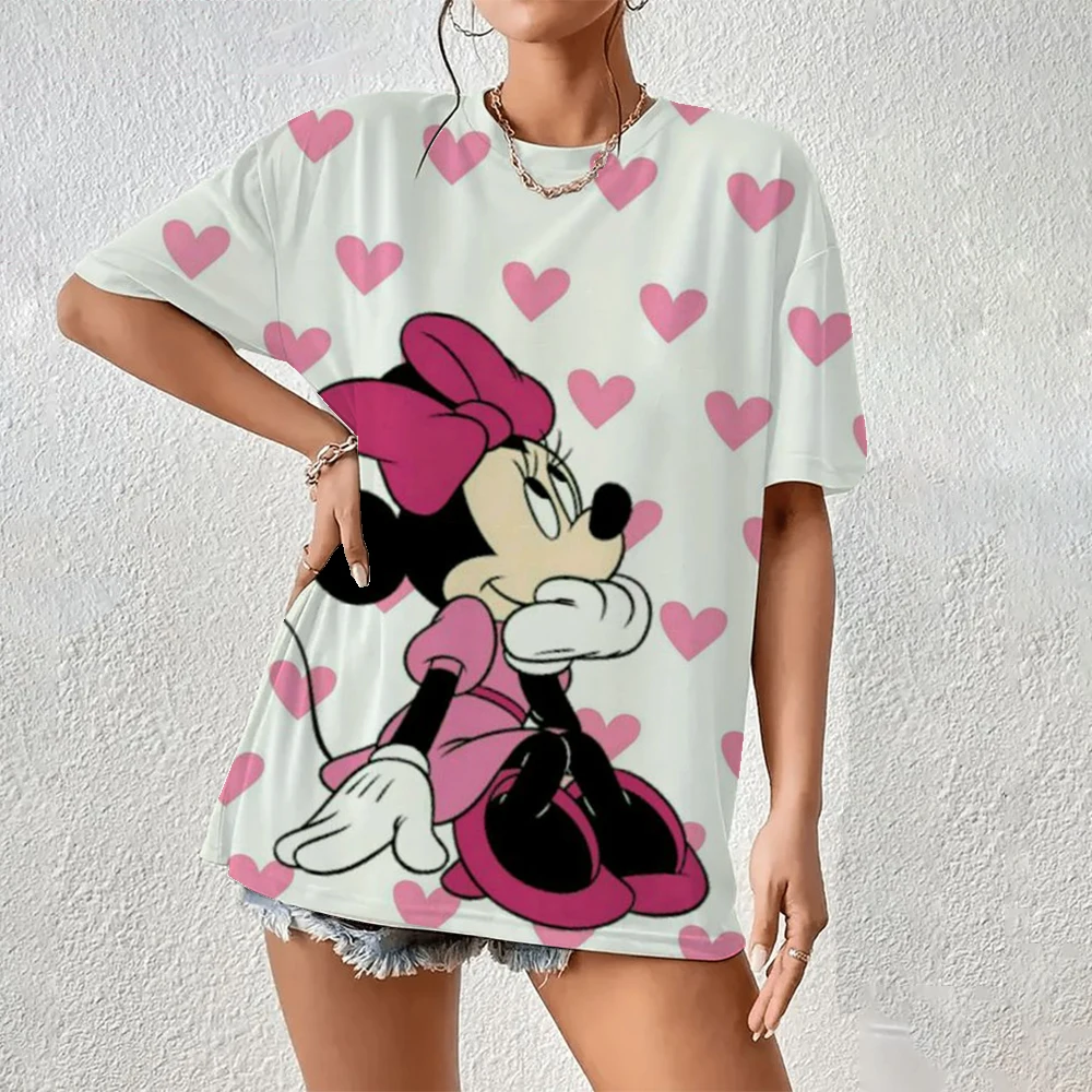 عطلة الأسرة تي شيرت Kawaii ميكي ميني دونالد داك طباعة موضة الملابس عادية المرأة تي شيرت Camiseta Mujer