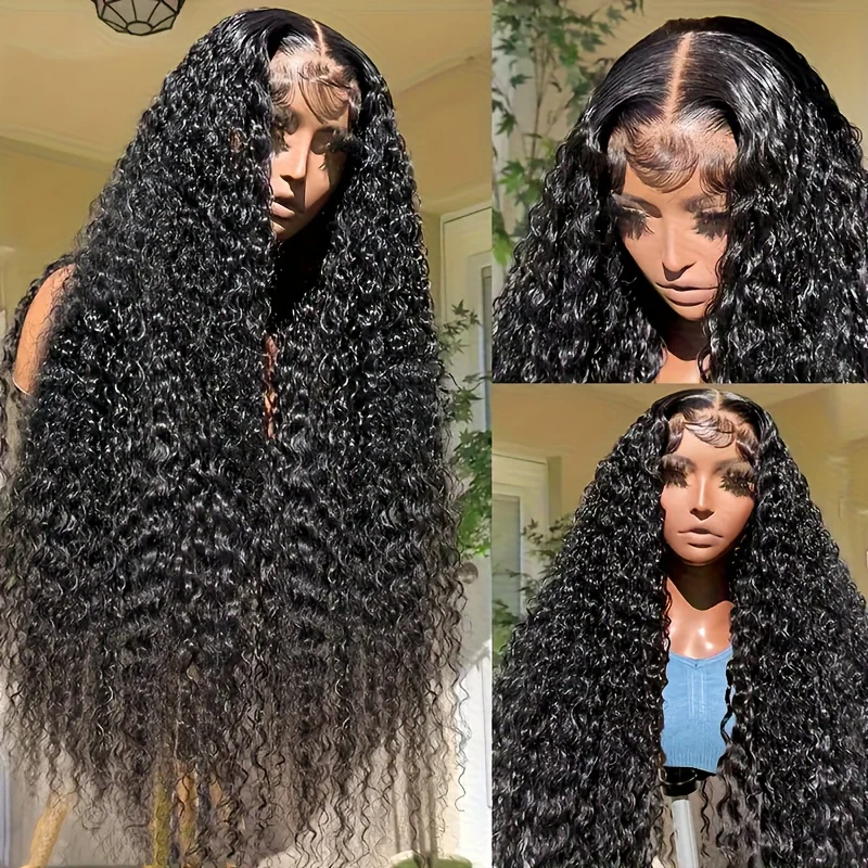 باروكات أمامية من الدانتيل المجعد شعر بشري تم قطعه مسبقًا مع شعر أطفال مموج عميق باروكات دانتيل شفافة عالية الدقة للنساء حتى 8-40 بوصة #5