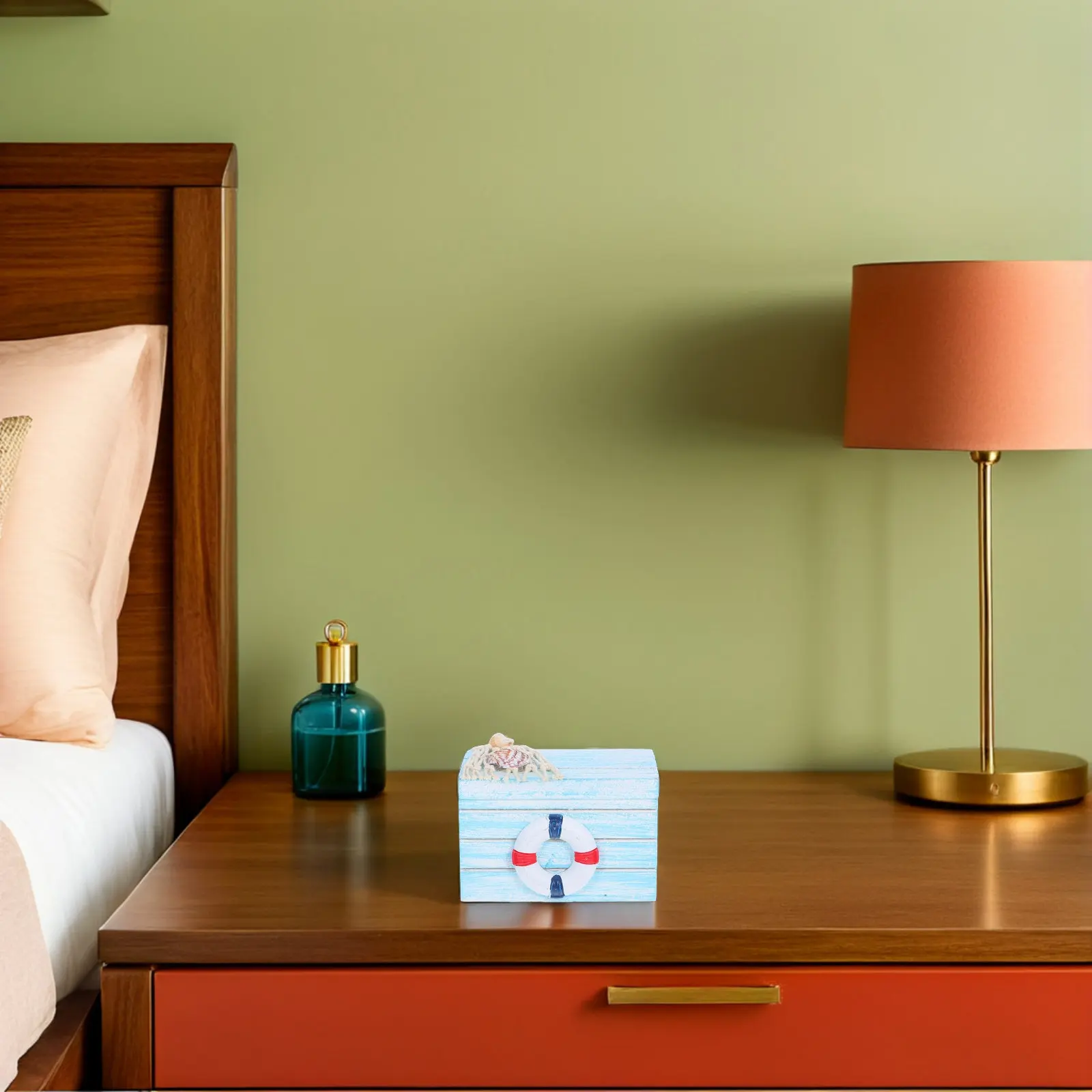 2 Cajas de Madera Inspiradas en el Océano, Color Azul Cielo, para Guardar Joyas, con Tapa con Bisagras, Decoración Costera, para Guardar Pulseras