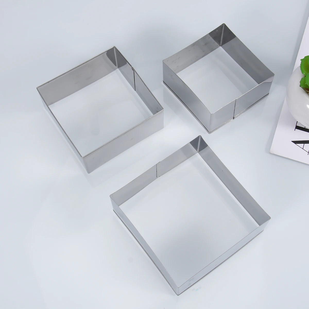 

3Pcs Stainless Steel Square Cookies Cutter Molds Nonstick Baking Tools for DIY Dessert Chocolate Cake Fondant Square Cutter