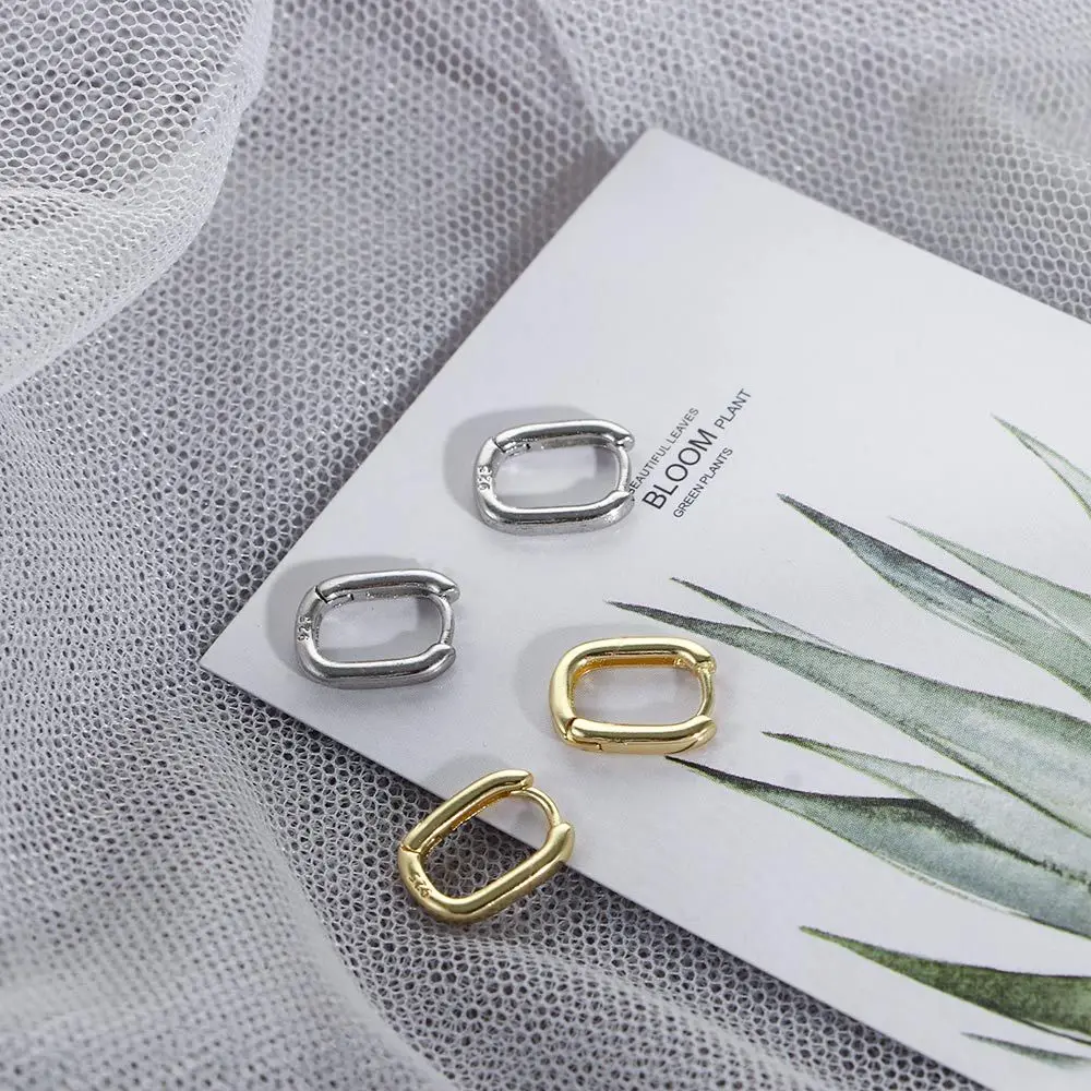 Minimalist Party Accessories Women Men Circle Silver Plated Hoop Earrings Ear Clips Fashion Jewelry Gift Huggie Earrings