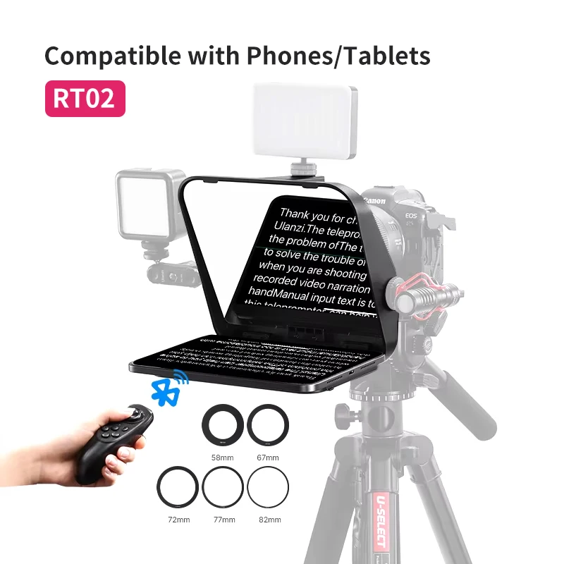 

Ulanzi RT02 Universal Teleprompter Prompter DSLR Camera Smartphone Tablet Laptop Teleprompter Live Streaming Video Recording