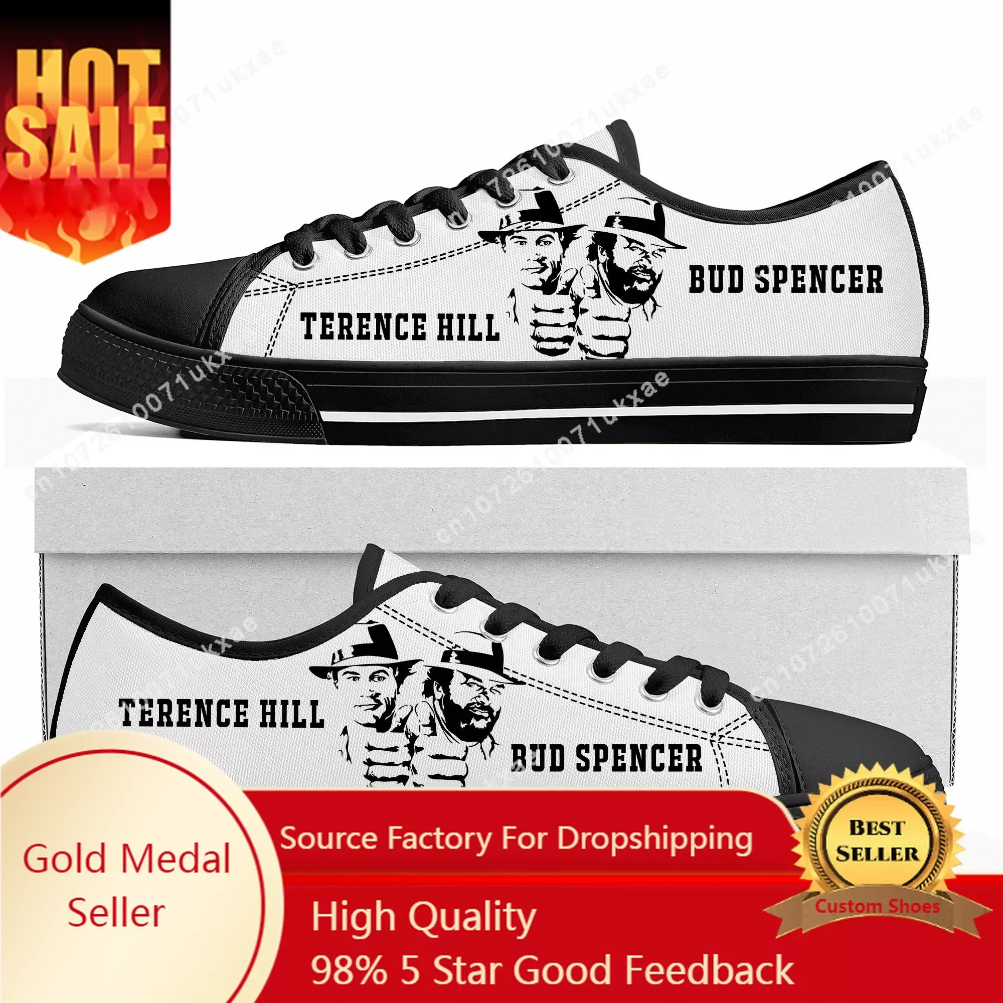 

Bud Spencer Terence Hill Low Top Sneakers Mens Womens Teenager Canvas Sneaker Casual Custom Made Shoes Customize DIY Shoe