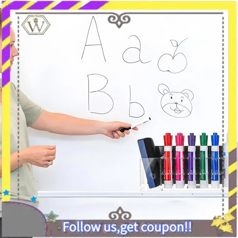 

New Magnetic Dry Erase Marker Holder Clear Acrylic Magnetic Marker Holder With 10 Slots And Eraser Holder Pen Pencil Holder