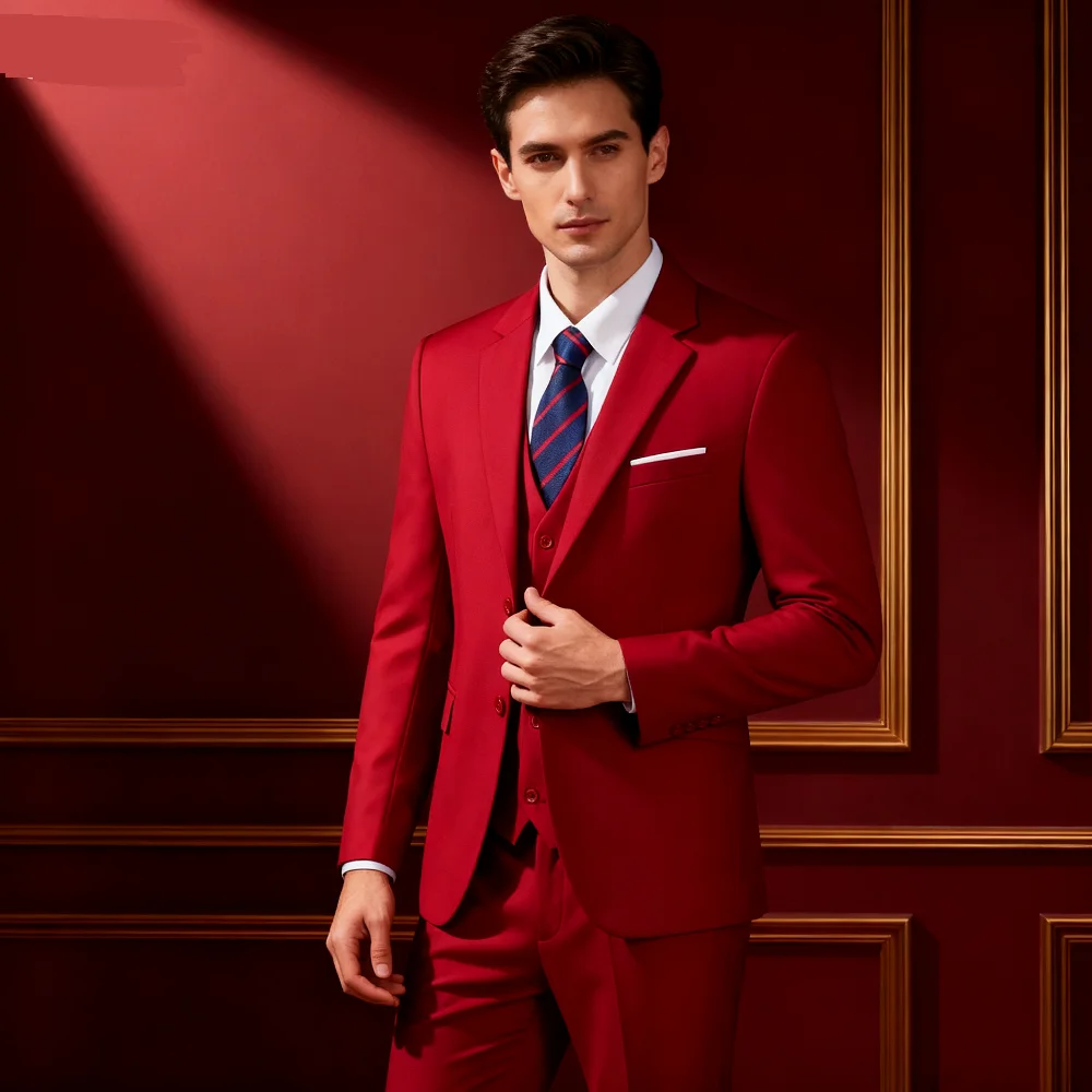 

Мужской деловой костюм Terno из трех предметов с обычной курткой, жилетом и брюками для свадебной вечеринки, повседневных мероприятий