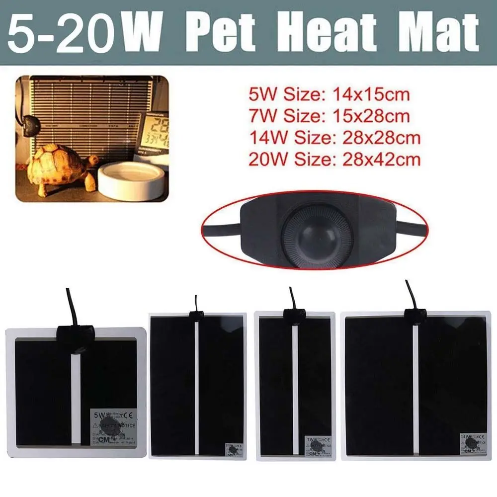 5W/7W/14W/20W Reptile Pet Heating Pad With Thermostat Controller Terrarium Heater Warm Climbing New Mat Switch Pet Plug