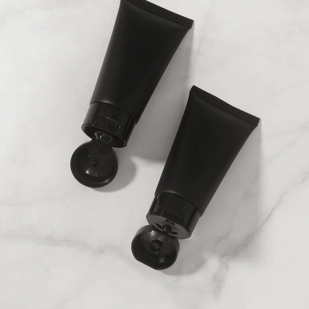 20Pcs Empty Plastic Matte Black Soft Tube with Flip Cap Squeeze Packing Bottle 50ML Hand Cream Lotion Cosmetic Travel Container