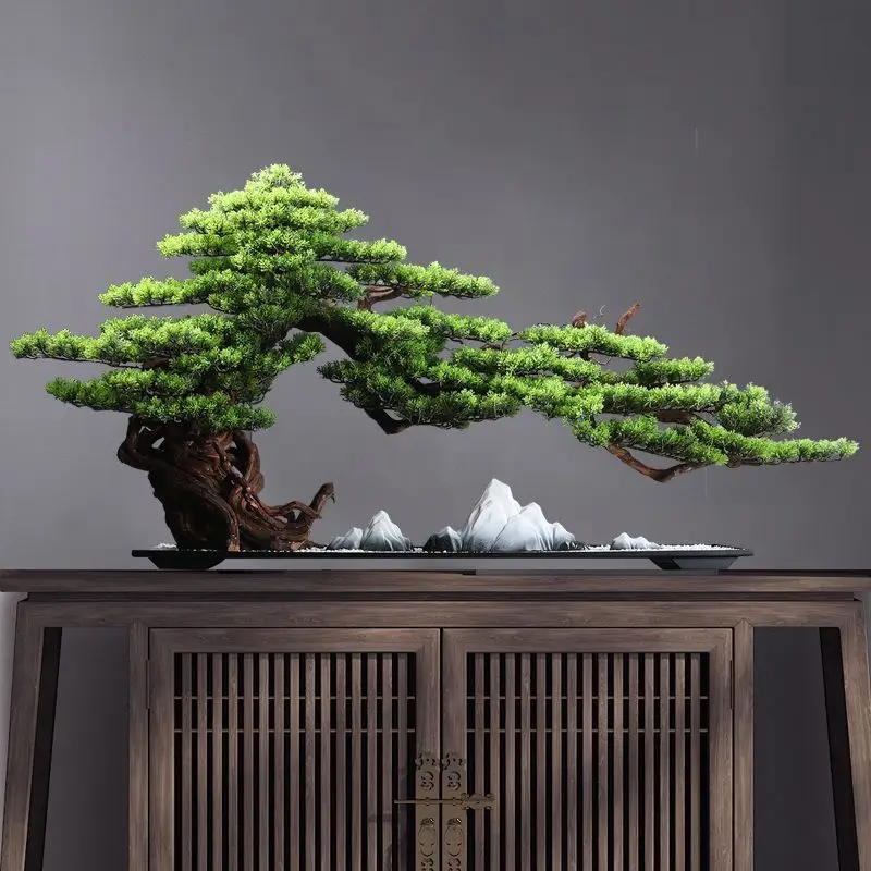 Simulated welcome pine bonsai office ornament landscaping living room decoration indoor hotel party decoration home decor