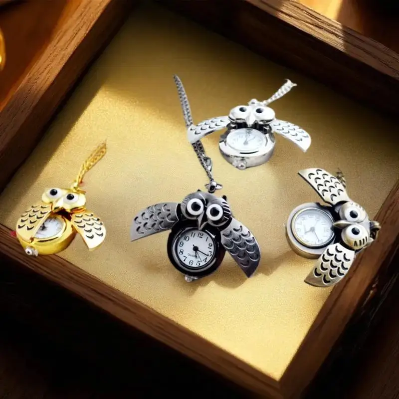 

Fashion Vintage Men Women Alloy Retro Owl Shape Clock Pendant Long Necklace Chain Watches Birthday Gifts