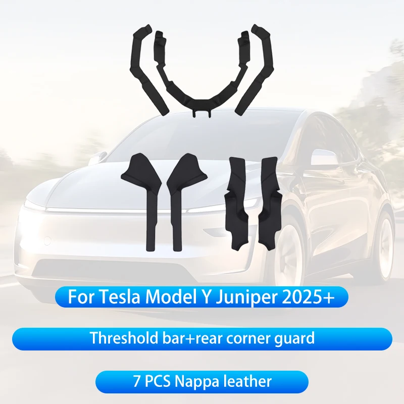 Voor Tesla Model Y Juniper 2025 + Middenconsole Twee Zijpaneel Anti Kick Pad Protector Lederen Sticker Voet Cover Auto accessoires