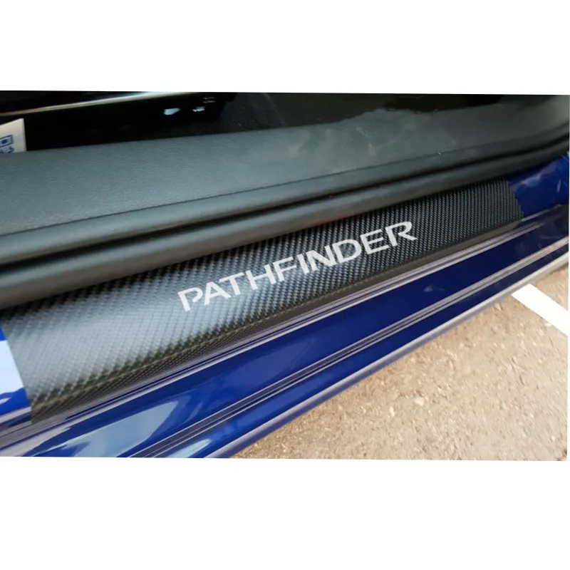 Car Sticker for Nissan Pathfinder Carbon Fiber Vinyl Sticker Car Door Sill Protector Scuff Plate Car Accessories 4pcs view 3
