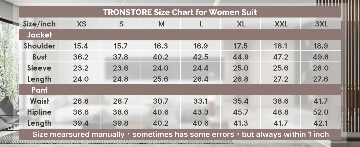 Tesco Traje de 2 piezas personalizado para mujer, conjunto de chaqueta y pantalones con 2 botones para trabajo de negocios y oficina