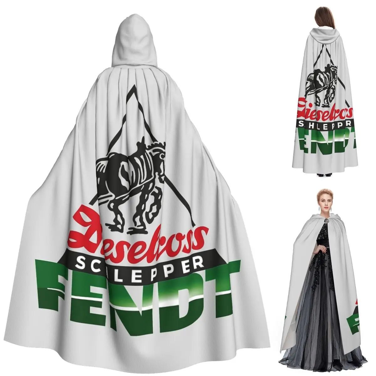 Capa larga con capucha de trajes de bruja medievales, disfraz de cosplay, capa de Halloween, vampiro, para adultos, unisex, de la marca alemana Fendt.