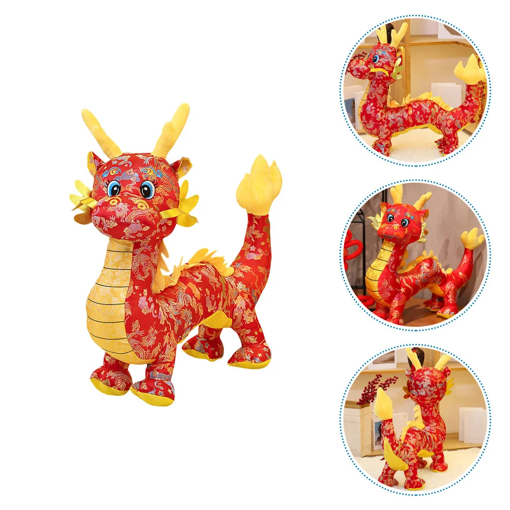 Stuffed Animal Doll Toy Plush Chinese New Year Mascot Dragon Doll 2024 Year The Dragon Zodiac Toys Gift Christmas Lunar